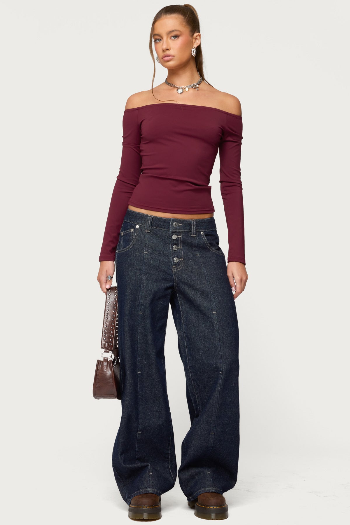 Katie Off Shoulder Long Sleeve Top – edikted
