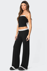 Domino Contrast Lace Trim Pants