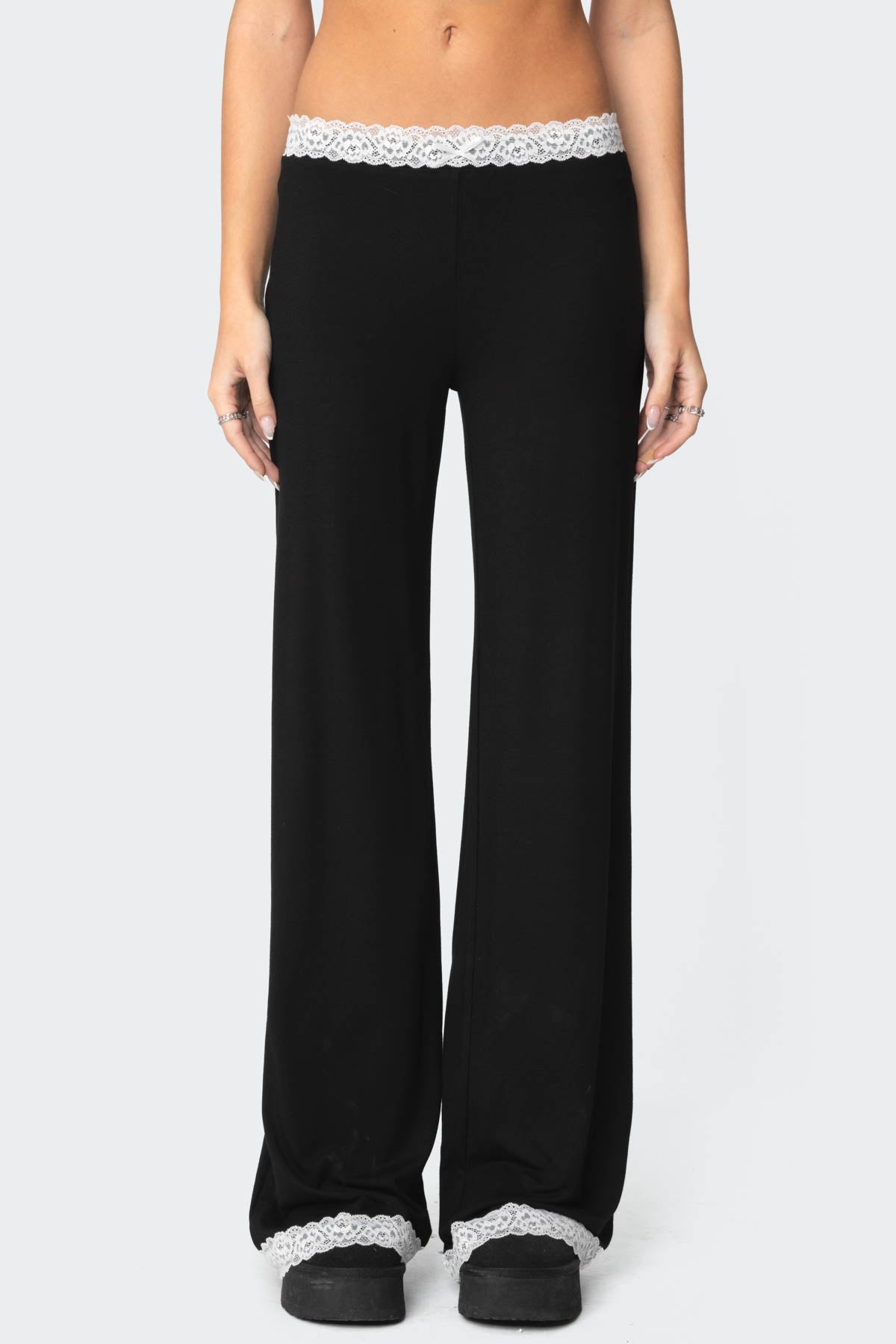 Domino Contrast Lace Trim Pants