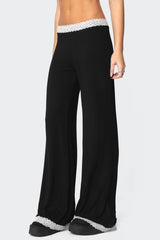 Domino Contrast Lace Trim Pants