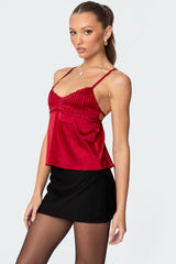 Blanca Satin Lace Trim Tank Top