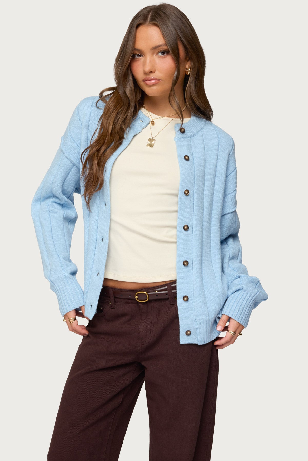 Joanie Wide Ribbed Knit Cardigan – edikted