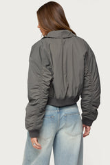 Dolan Ruched Oversized Bomber Jacket