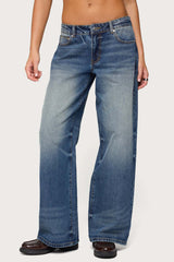 Raelynn Washed Low Rise Baggy Jeans