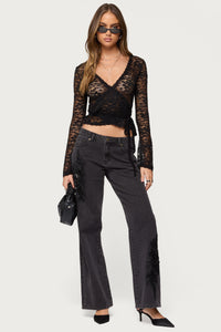 Rossa Beaded Low Rise Baggy Jeans