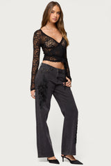 Medora Sheer Lace Wrap Top