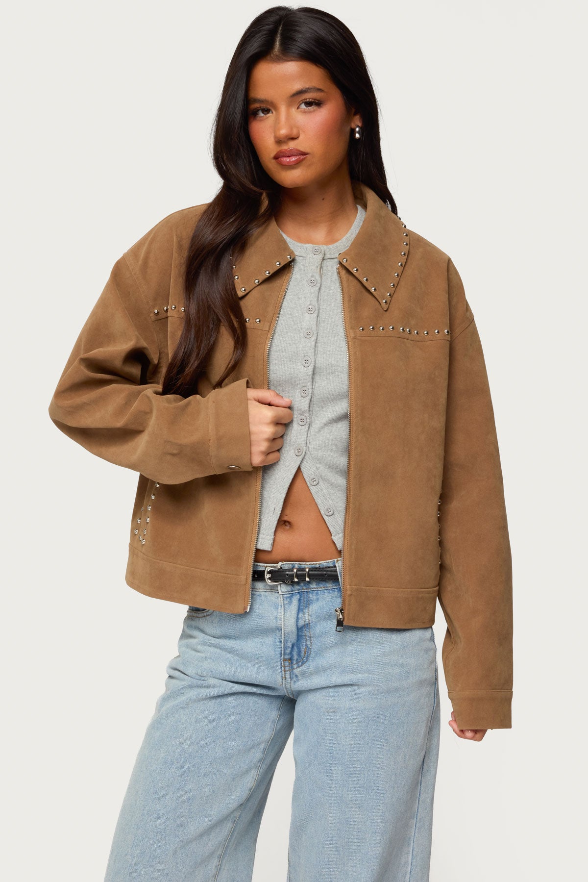 Memphis Studded Faux Suede Jacket – edikted