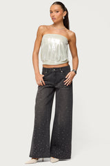Leira Silky Sparkly Strapless Top
