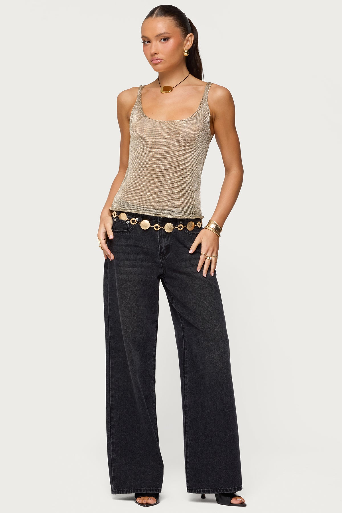 Meena Shiny Knit Tank Top – edikted