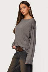 Oversized Semi Sheer Long Sleeve T Shirt
