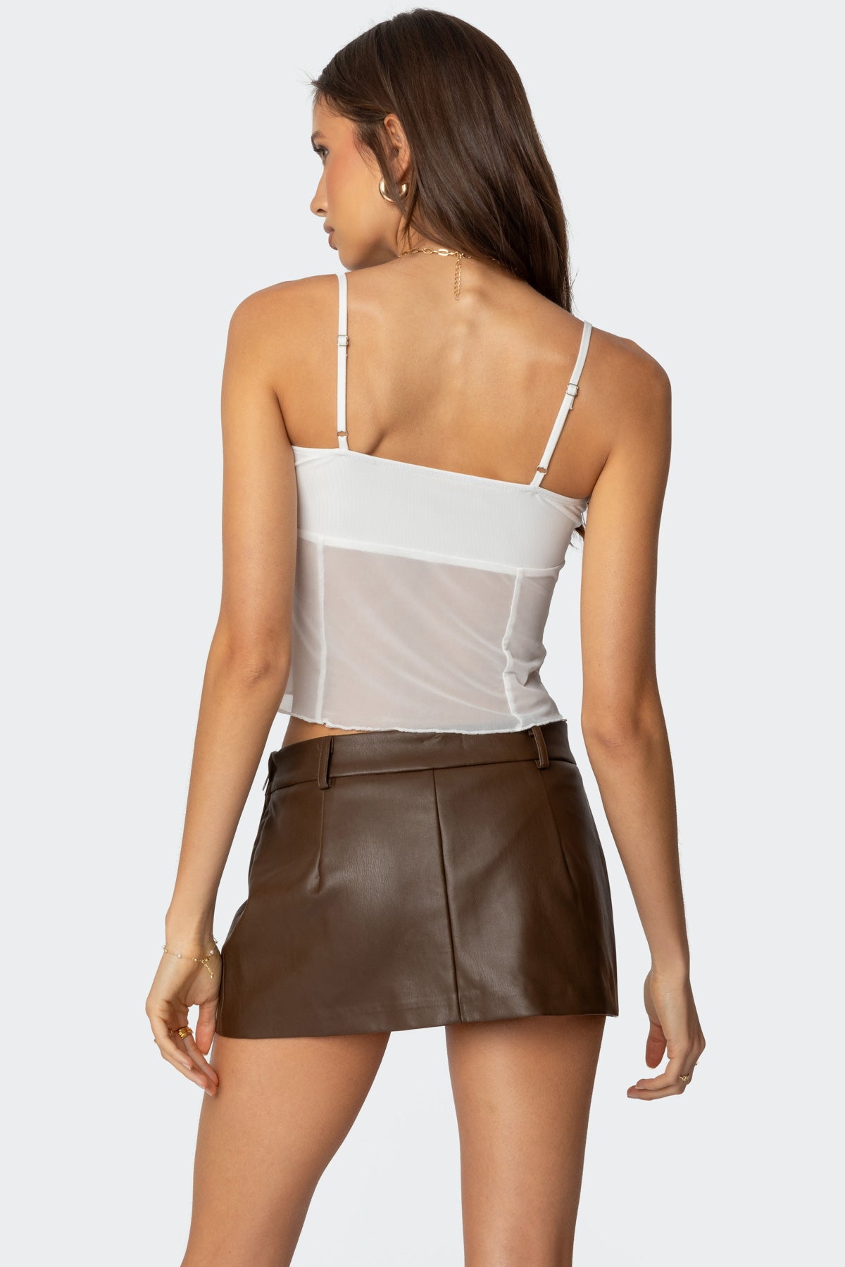 Viv Ruched Sheer Mesh Top