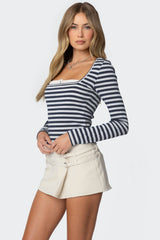 Buttoned Up Layered Striped Top