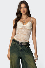 Strappy Sheer Lace Bodysuit