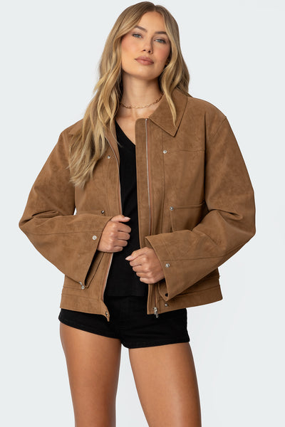 Annabelle Oversized Faux Suede Jacket – edikted