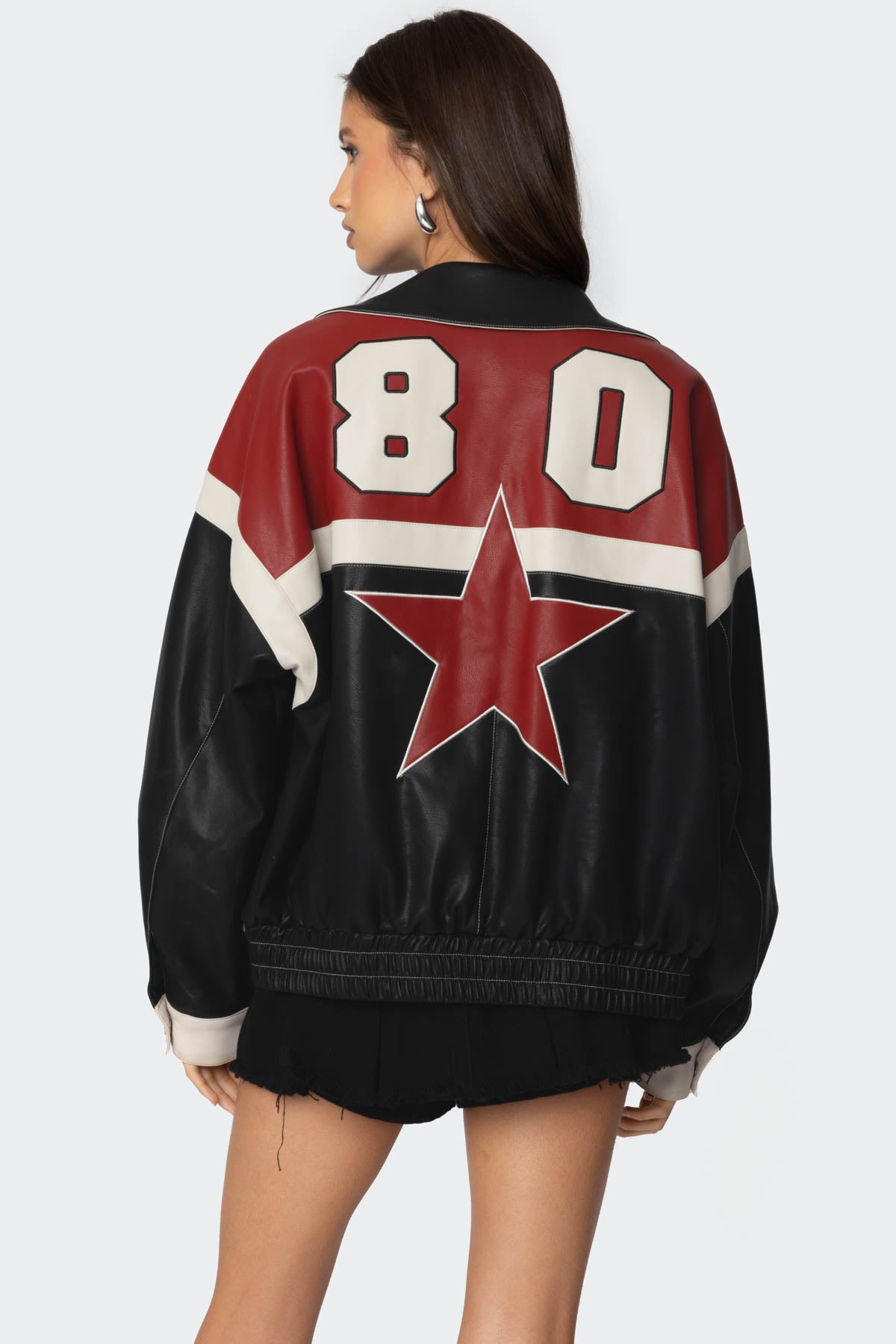 North Star Faux Leather Jacket