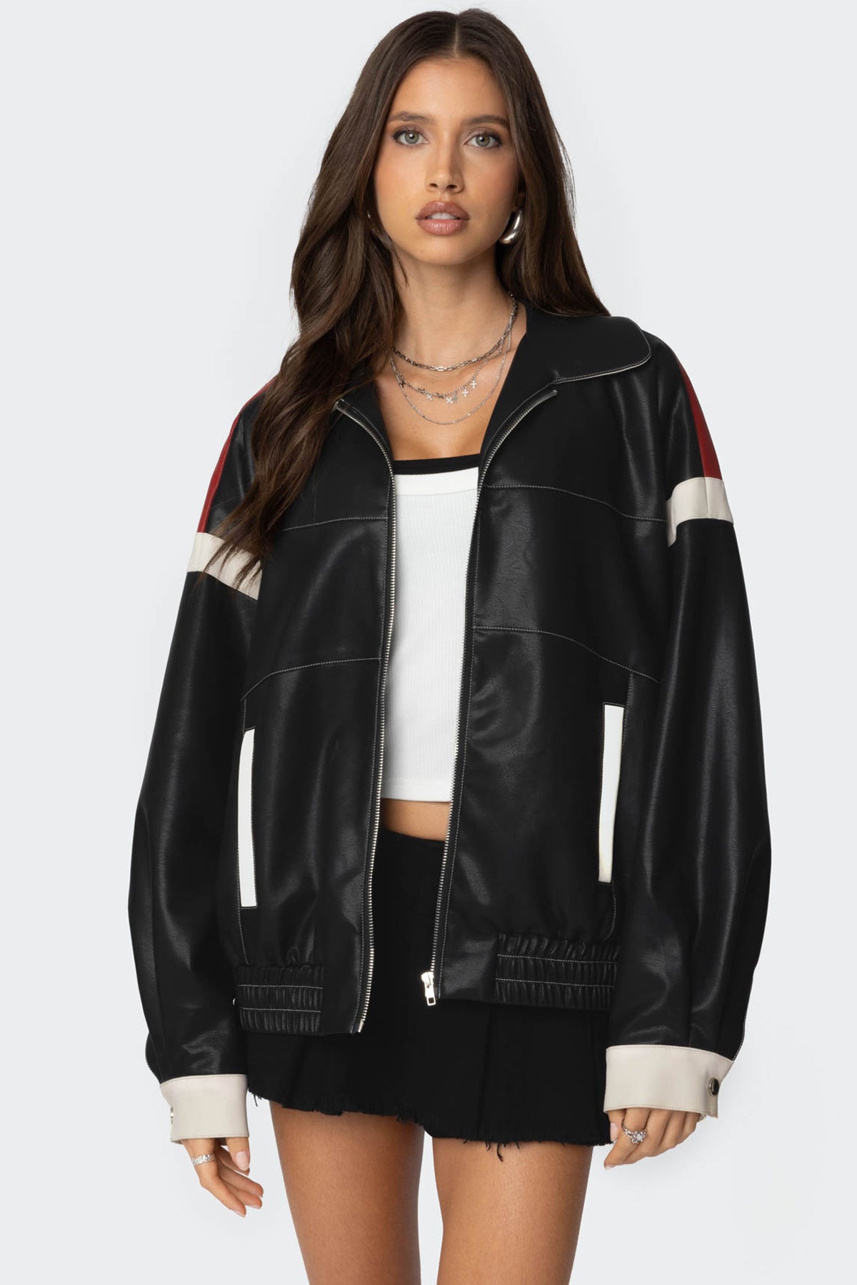 North Star Faux Leather Jacket