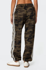 Camo Contast Striped Sweatpants