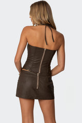 Stormi Lace Up Faux Leather Corset