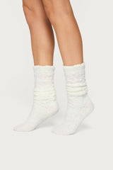 Stripey Fuzzy Scrunch Socks