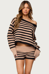 Saphi Striped Oversized Knit Sweater