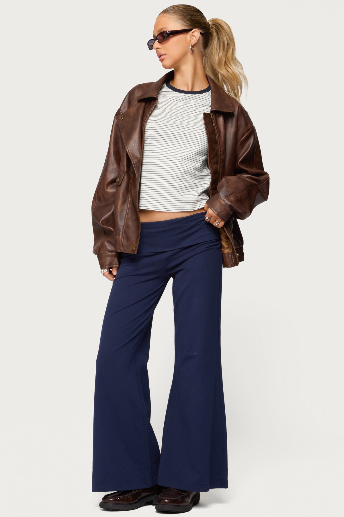 Petite Wide Leg Fold Over Pants – edikted