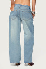 Petite Raelynn Washed Low Rise Baggy Jeans