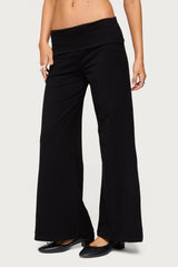 Petite Wide Leg Fold Over Pants