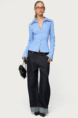 Pinstripe Tailored Button Up Shirt