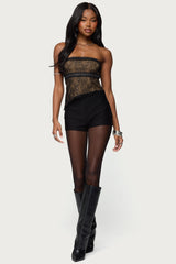 Fia Rhinestone Strapless Lace Top