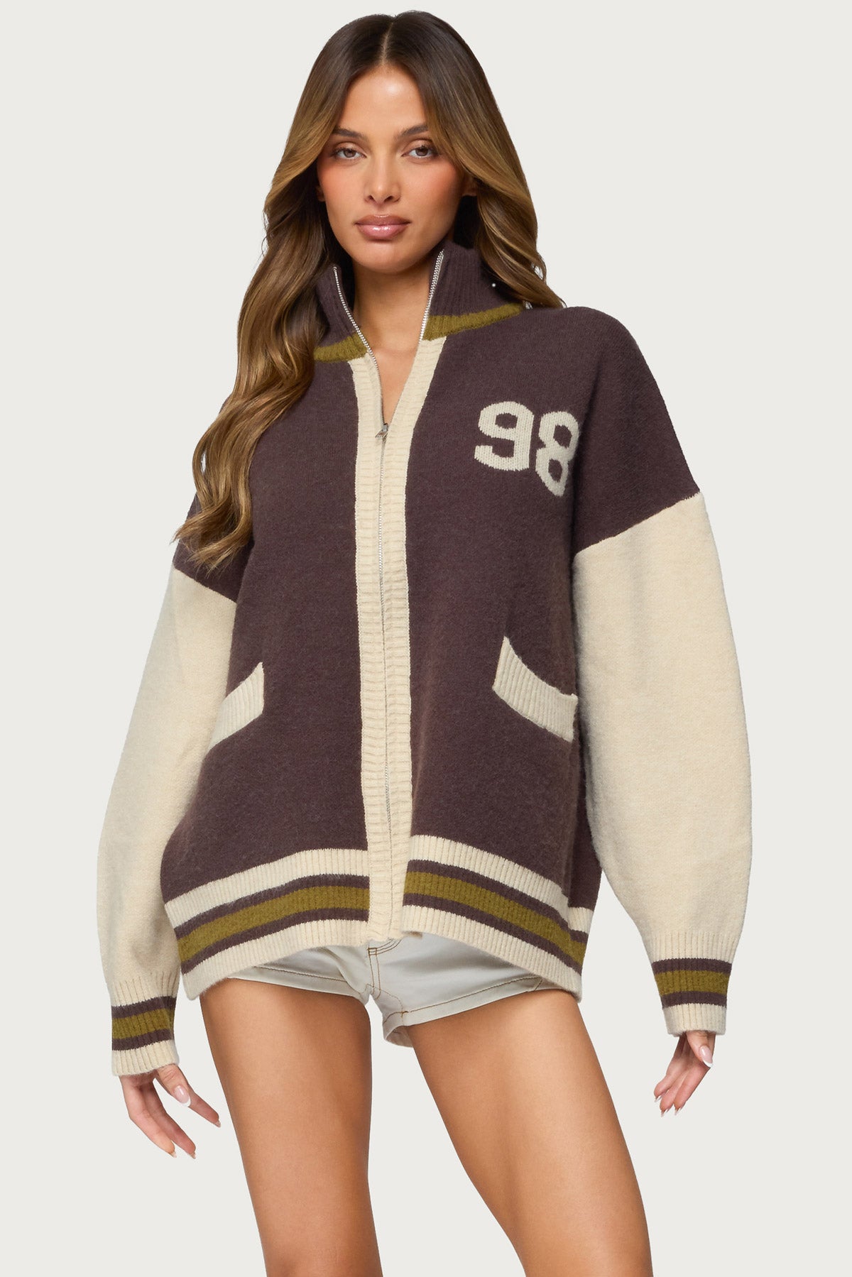 98 Varsity Zip Up Sweater – edikted