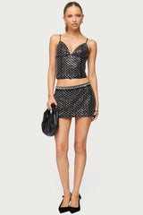 Jenny Beaded Mesh Mini Skirt