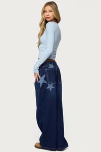 Trish Stars Low Rise Baggy Jeans