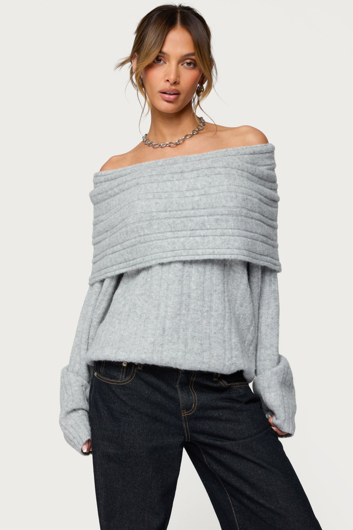 Kadenna Oversized Off Shoulder Sweater – edikted