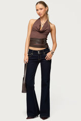 Buckle Cowl Neck Backless Top