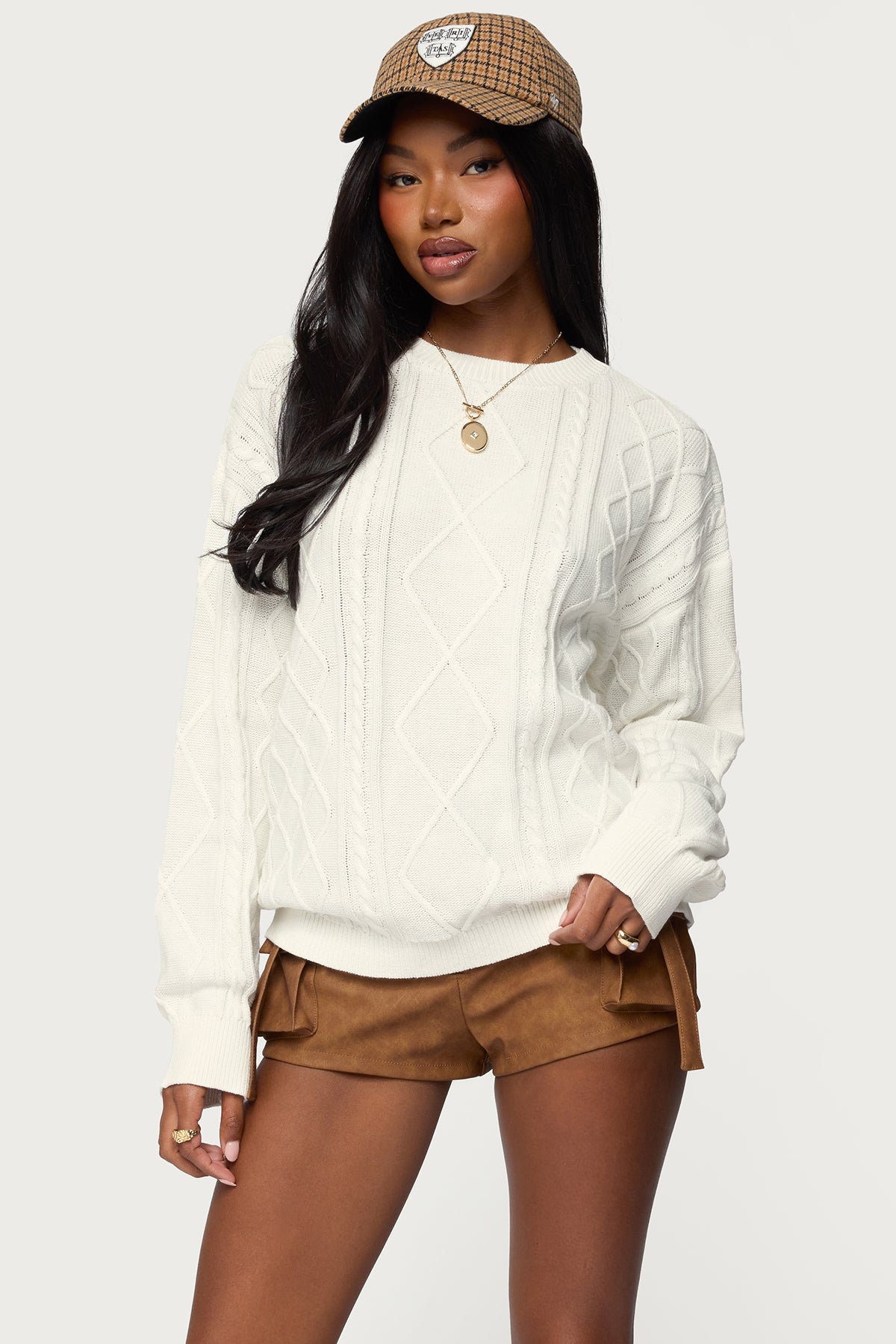 Jessy Cable Knit Oversized Sweater – edikted