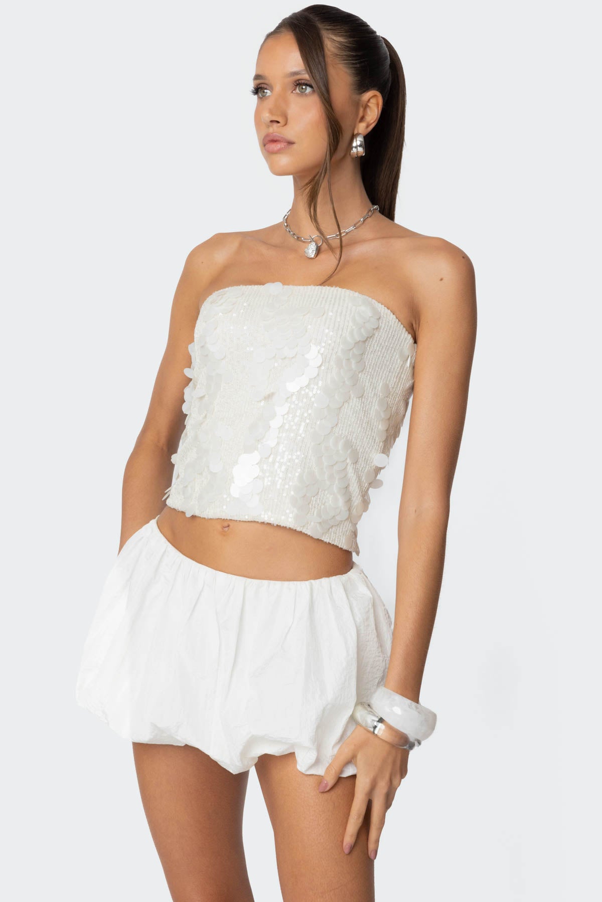 Samara Sequin Strapless Top