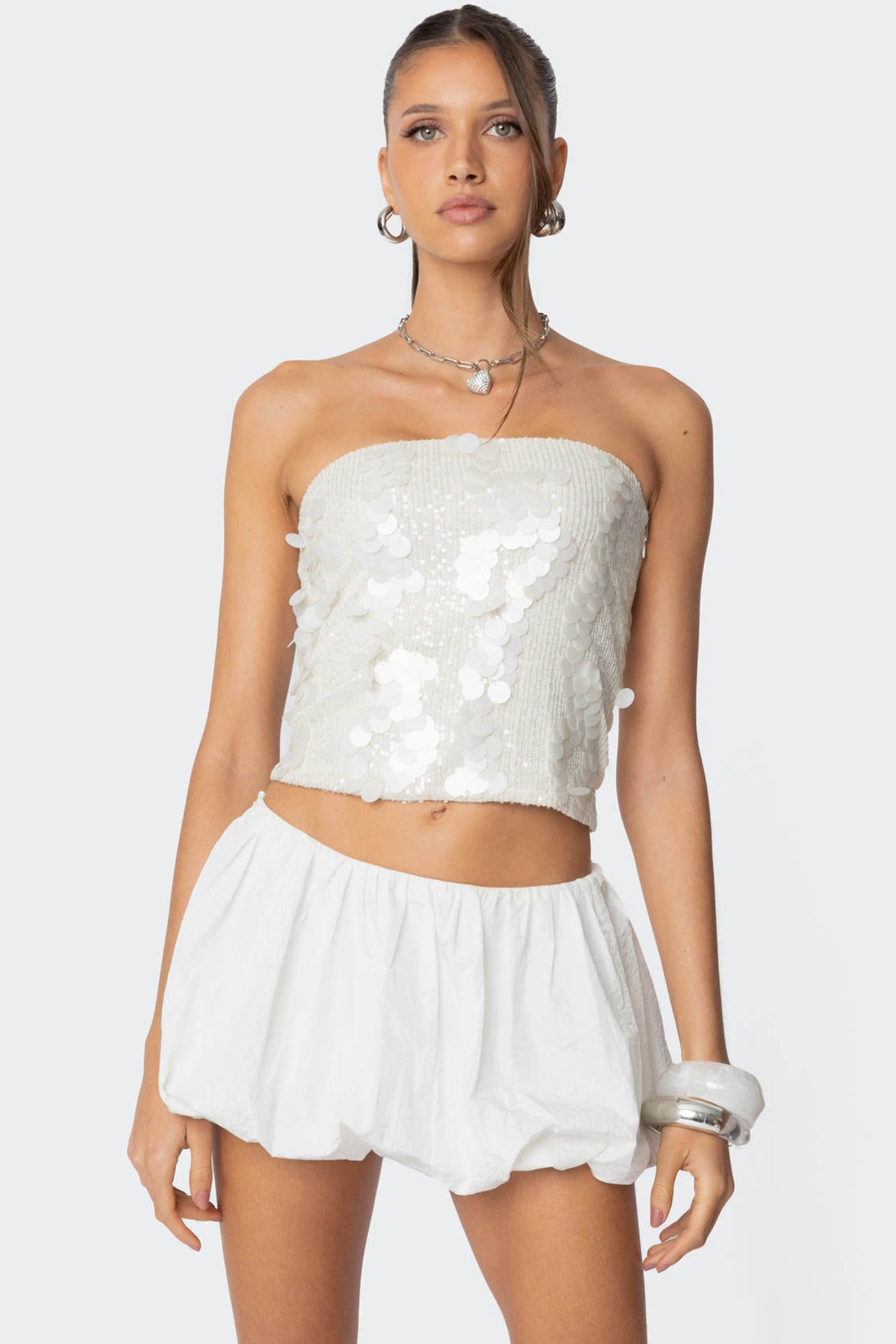 Samara Sequin Strapless Top