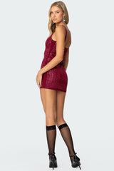 Rhinestone Mesh Mini Dress