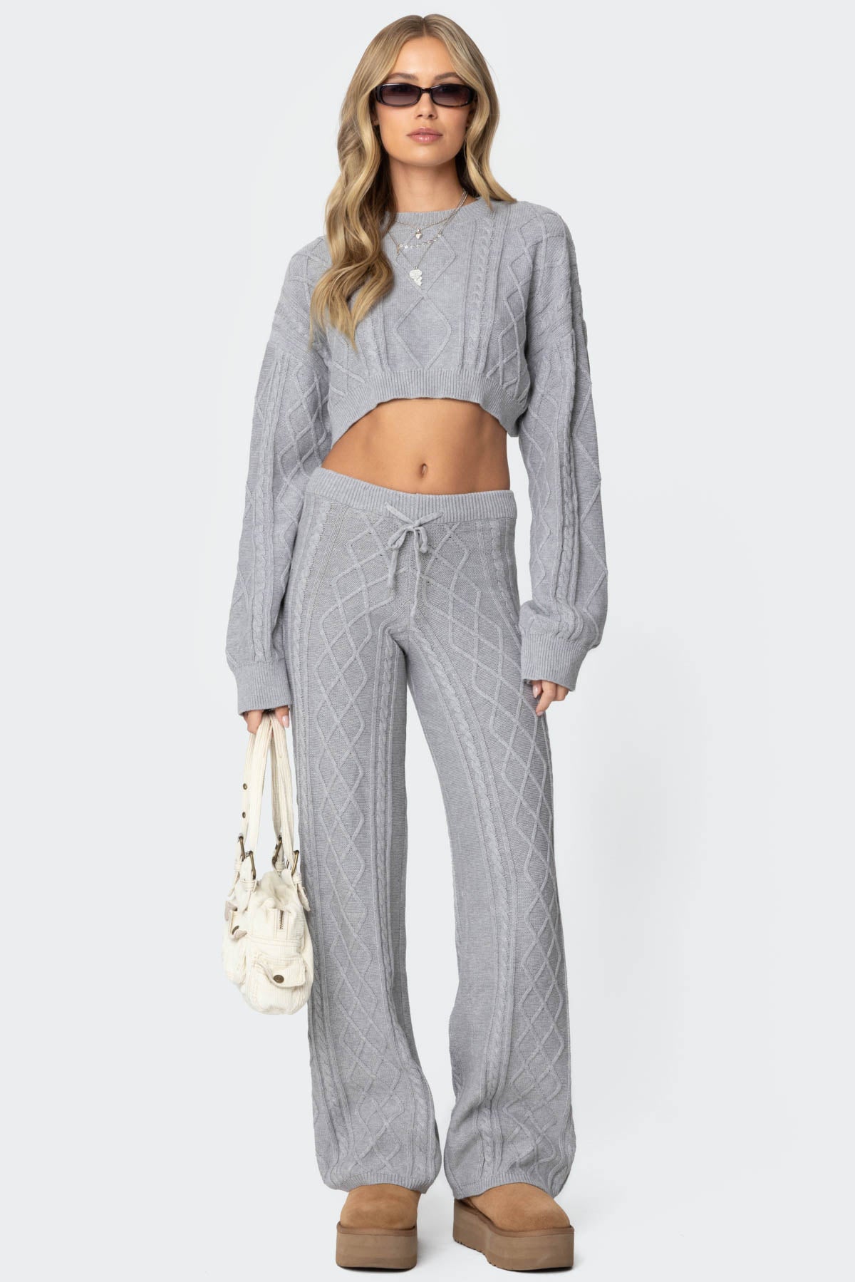 Kasey Cable Knit Cropped Sweater