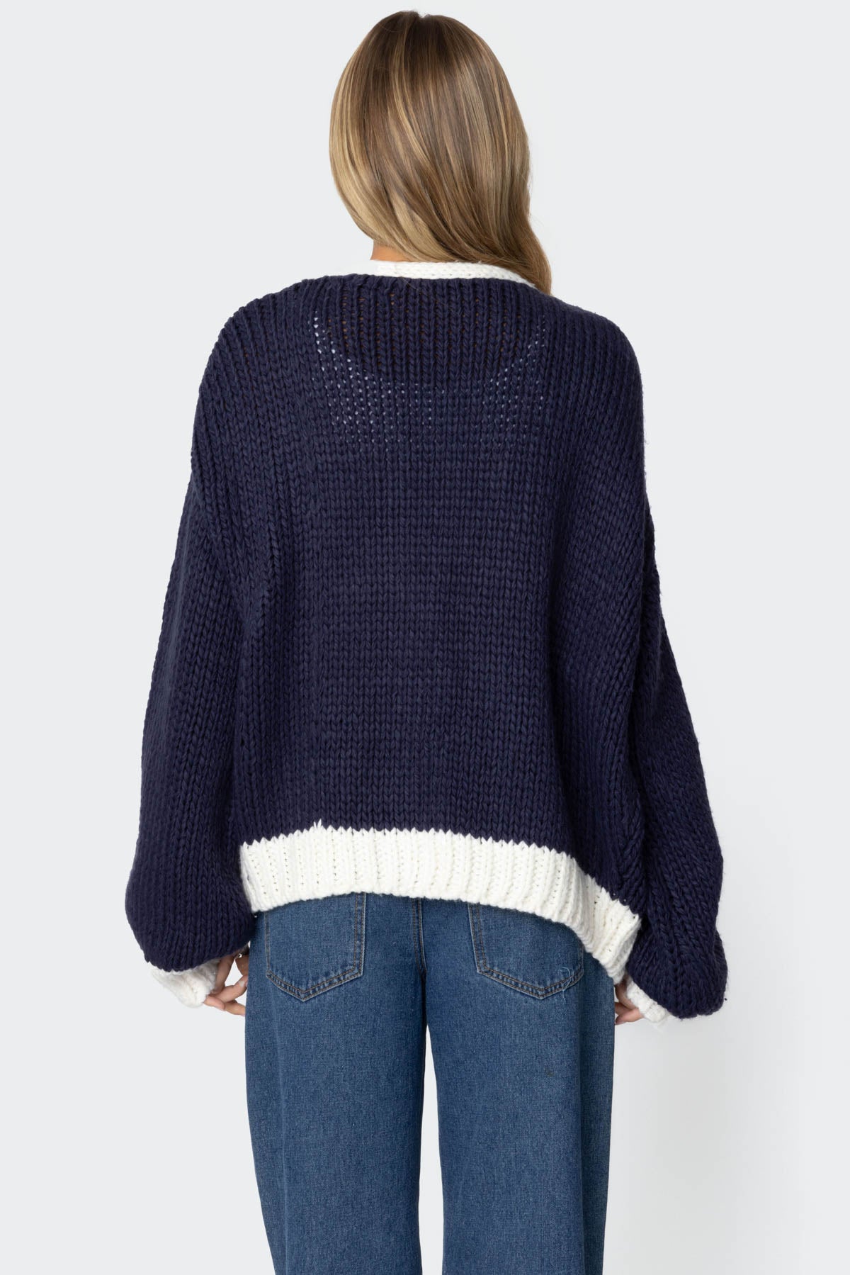 Contrast Chunky Knit Cardigan