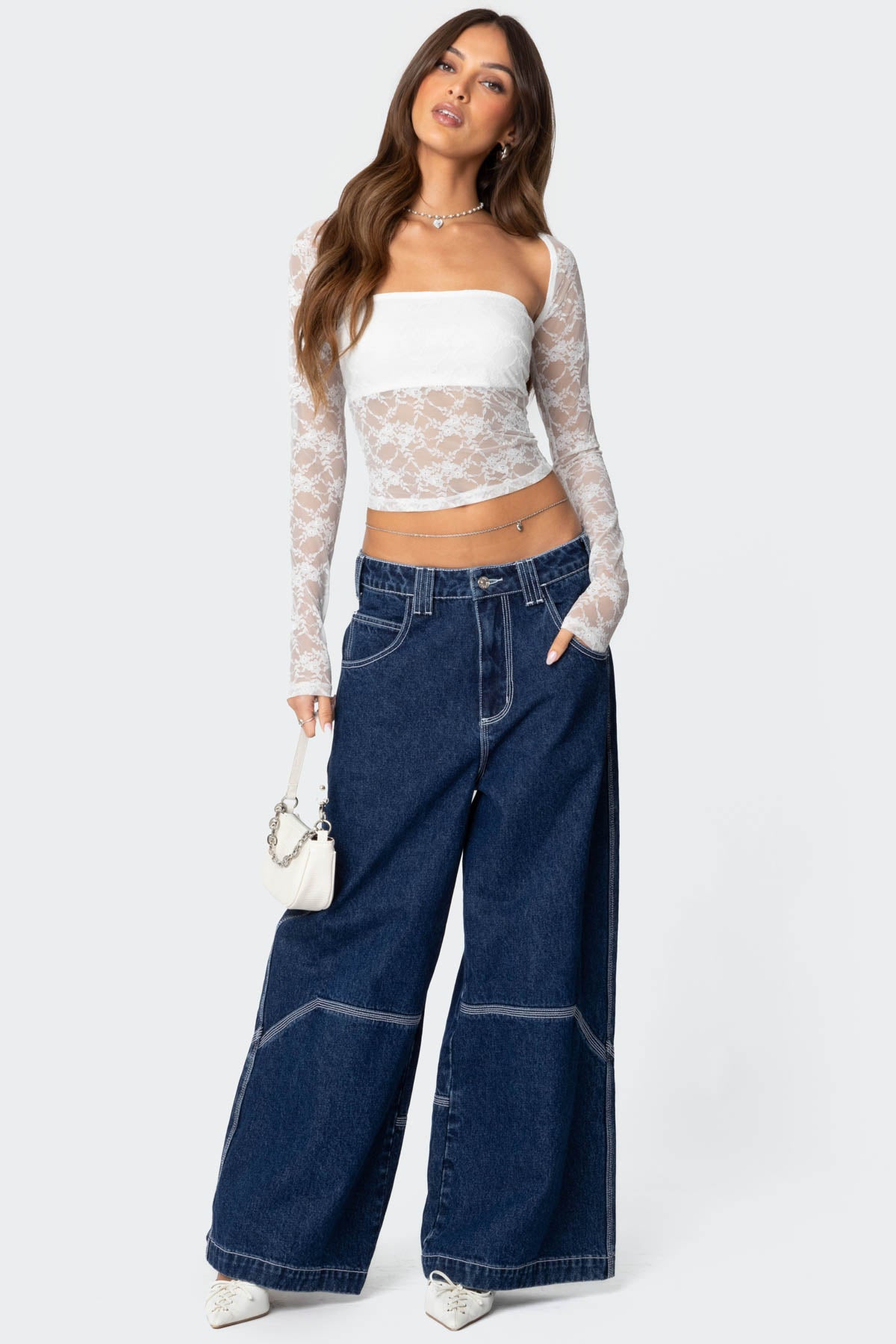 Addison Sheer Lace Two Piece Top