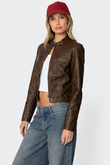 Teddi Washed Faux Leather Jacket
