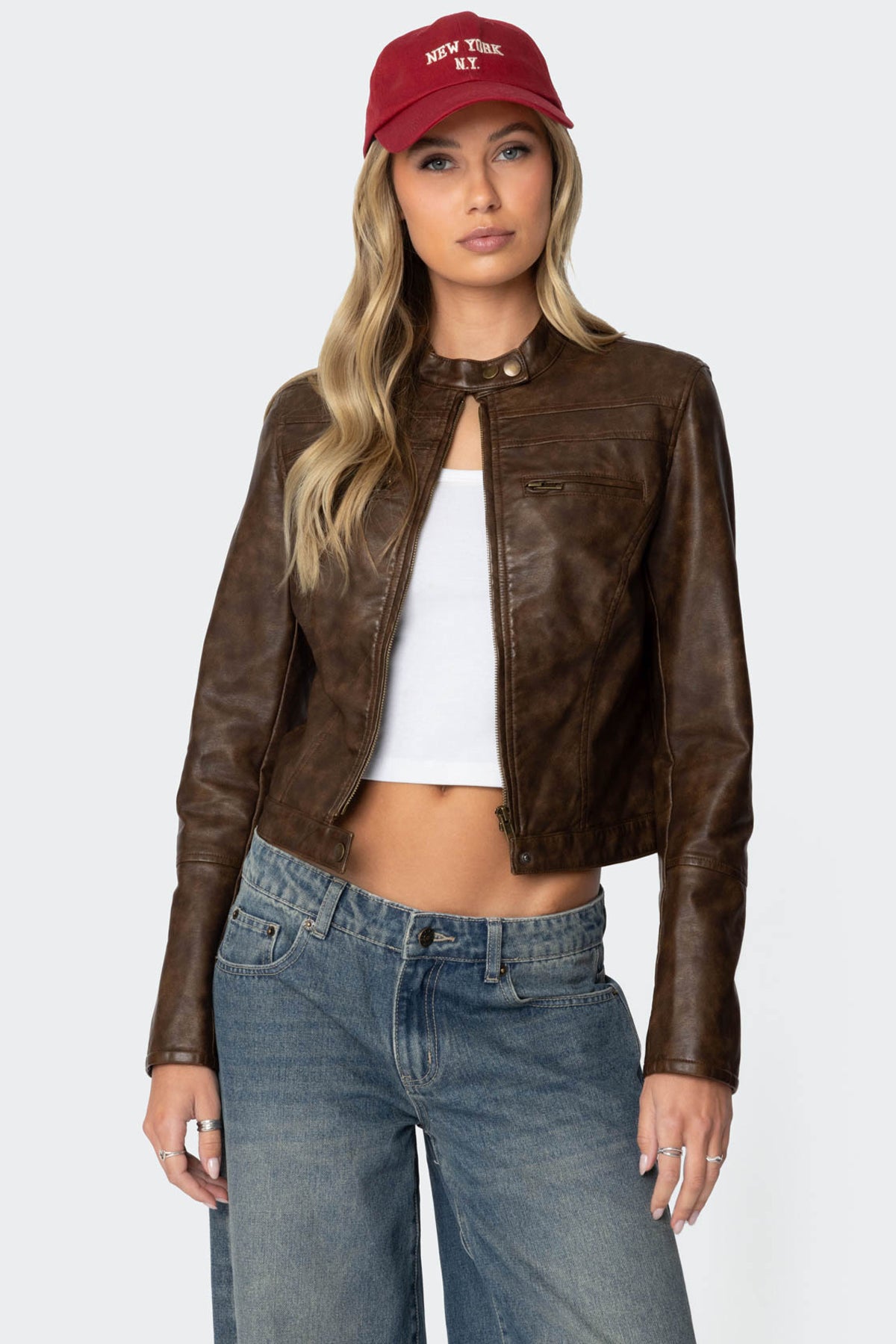 Teddi Washed Faux Leather Jacket