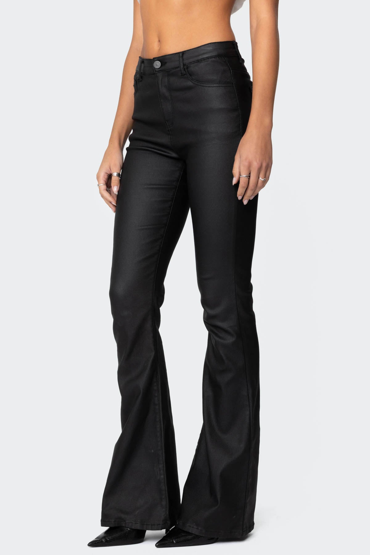 Luna Faux Leather Flare Jeans