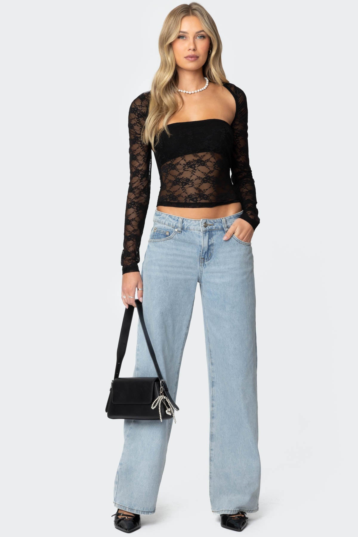 Addison Sheer Lace Two Piece Top