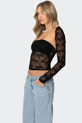 Addison Sheer Lace Two Piece Top