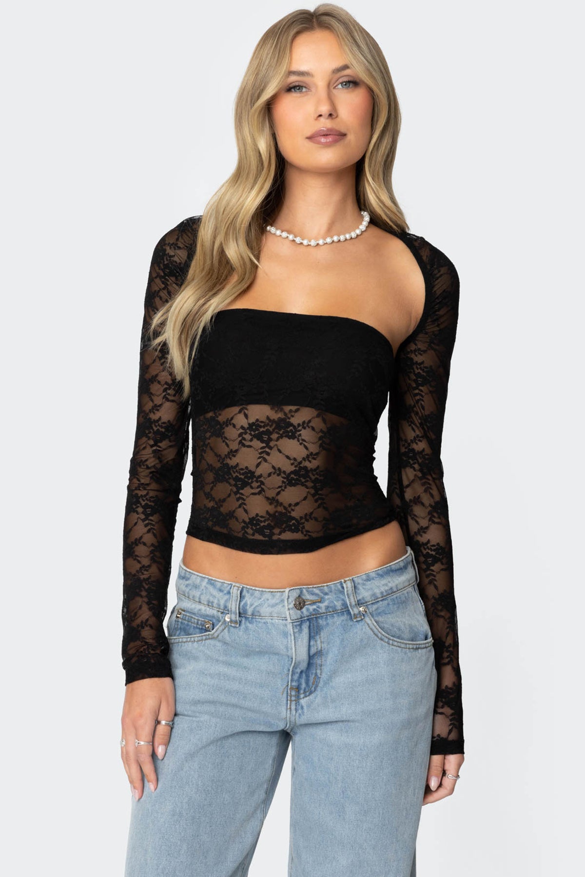 Addison Sheer Lace Two Piece Top