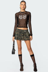 88 Rhinestone Sheer Mesh Top