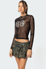 88 Rhinestone Sheer Mesh Top