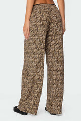 Lue Leopard Printed Ribbed Pants